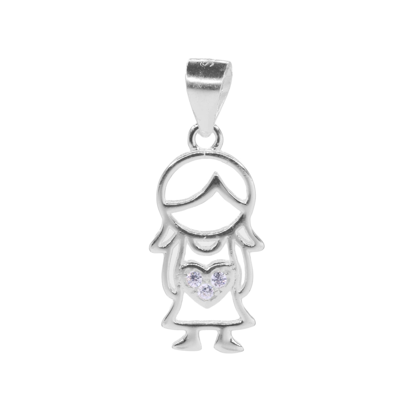 Colgante de Plata Figura Mamá con Corazón y Circones