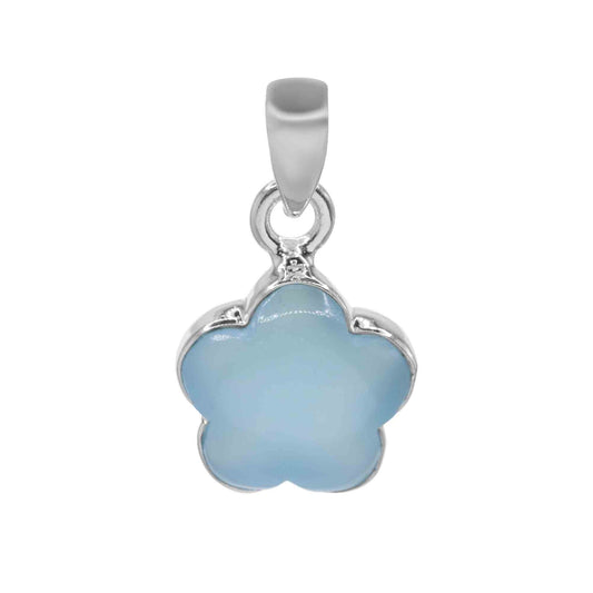Colgante de Plata Flor con Piedra Calcedonia