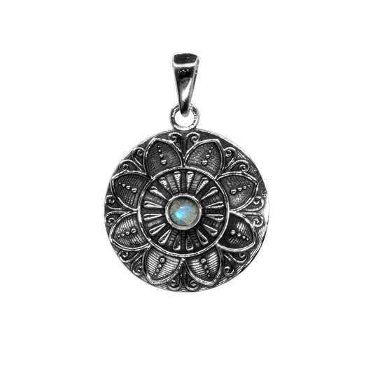 Colgante de Plata Flor de Loto Con Piedra Labradorita