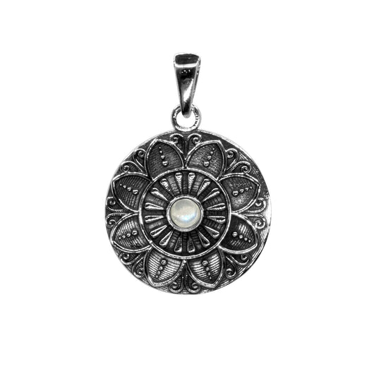 Colgante de Plata Flor de Loto con Piedra Luna