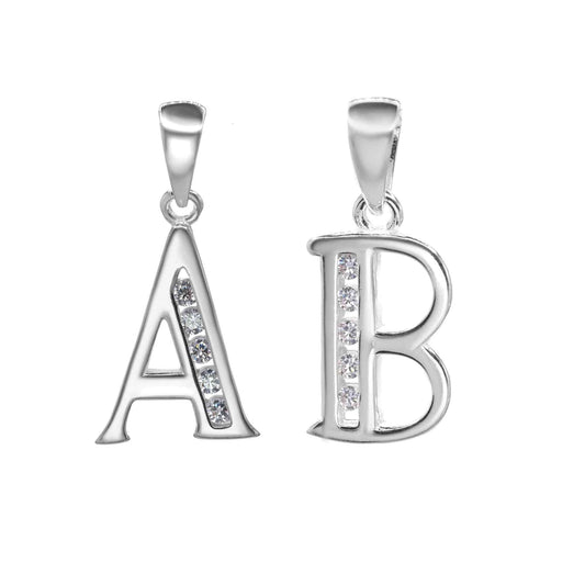 Colgante de Plata Letras con Circones A y B