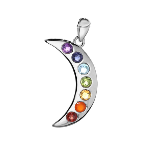 Colgante de Plata Luna con Piedras Naturales