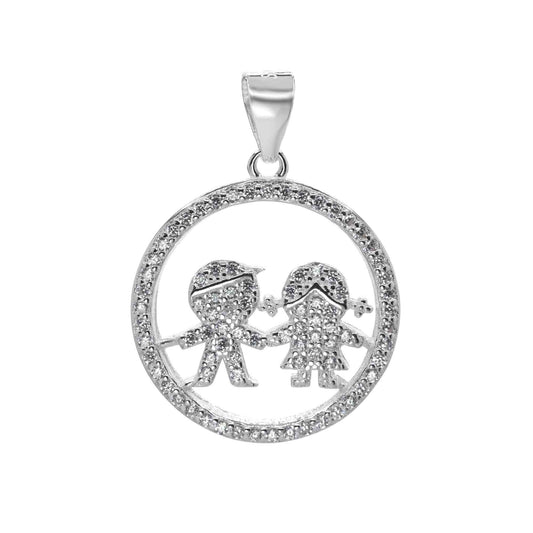 Colgante de Plata Marco con Hermanos y Circones