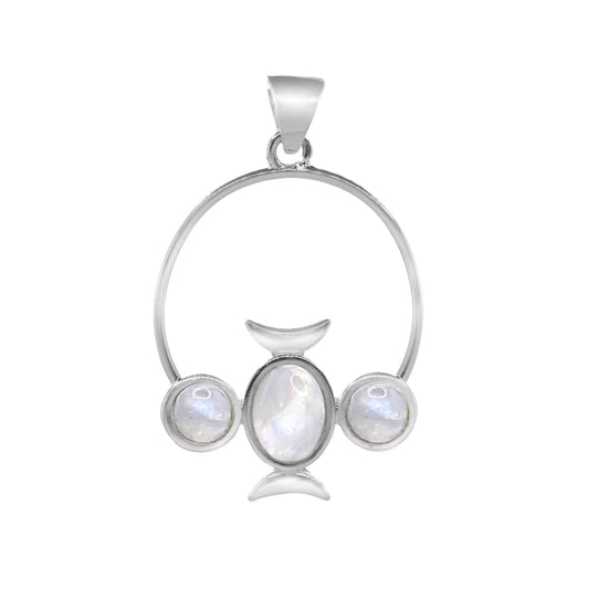 Colgante de Plata Medallón Luna con Piedra Luna