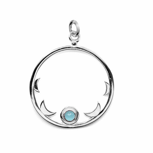 Colgante de Plata Medallón Media Luna con Calcedonia