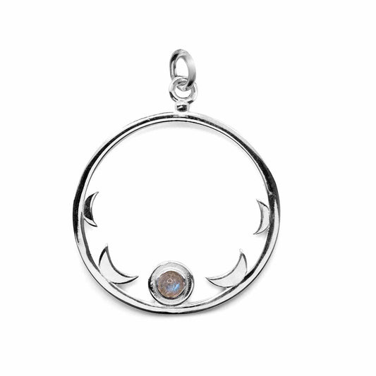 Colgante de Plata Medallón Media Luna con Labradorita