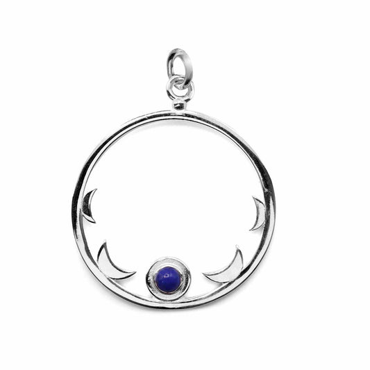 Colgante de Plata Medallón Media Luna con Lapislázuli