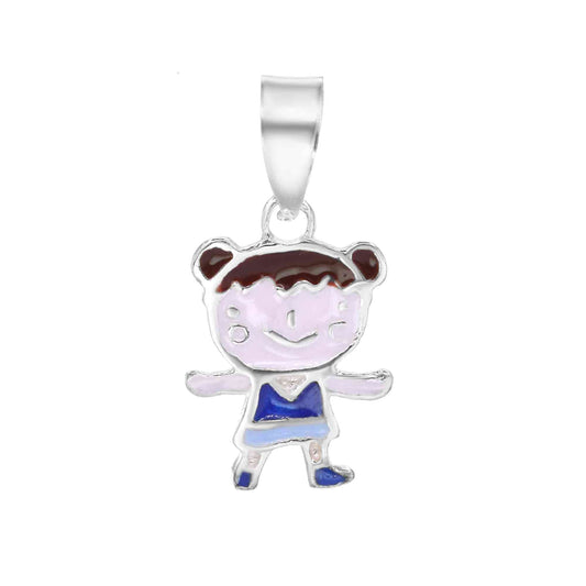 Colgante de Plata Niña Vestido Azul