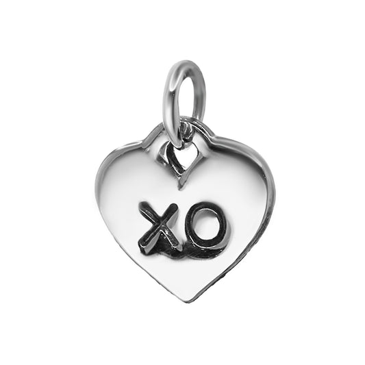 Colgante de Plata Pequeña Placa Corazón XO