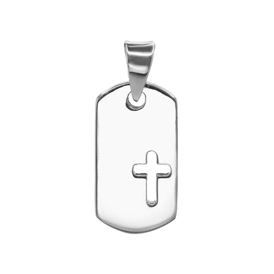 Colgante de Plata Placa Calada con Figura Cruz