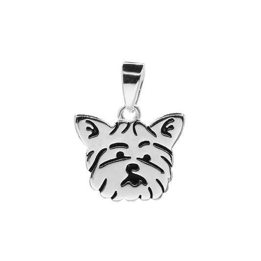 Colgante de Plata Placa Cara Perrito Maltes