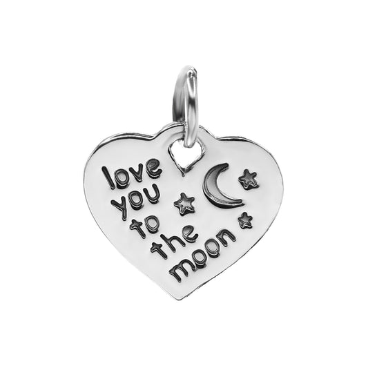 Colgante de Plata Placa Corazón "Love You to the Moon"