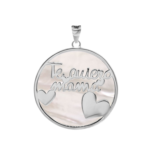 Colgante de Plata Placa de Nácar "Te Quiero Mamá"