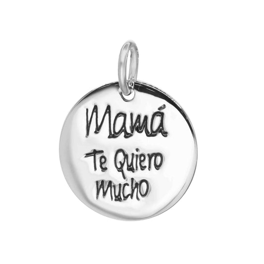 Colgante de Plata Placa "Mamá Te Quiero Mucho"
