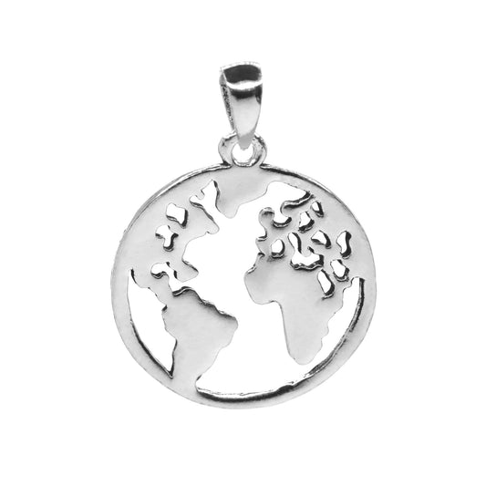 Colgante de Plata Placa Mapa Mundi