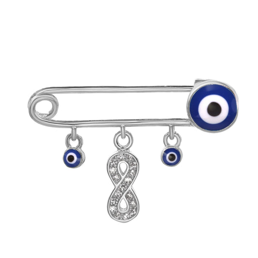 Colgante de Plata Prendedor Ojo Turco con Figura Infinito con Circones