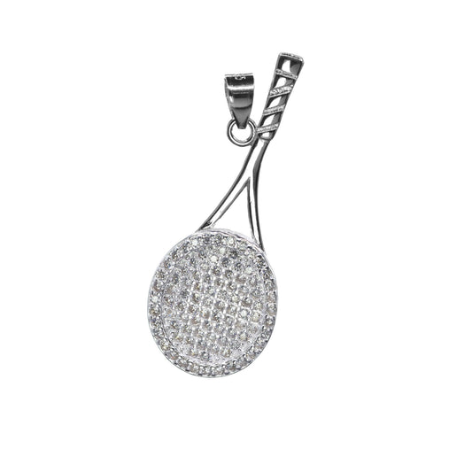 Colgante de Plata Raqueta de Pádel con Circones