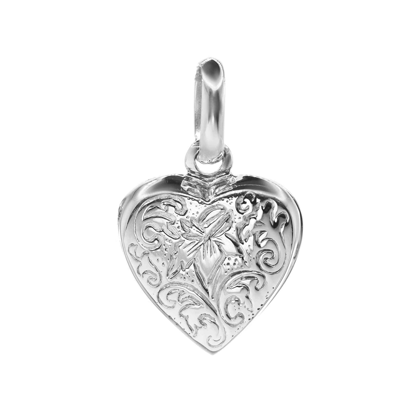 Colgante de Plata Relicario Grabado de Flores