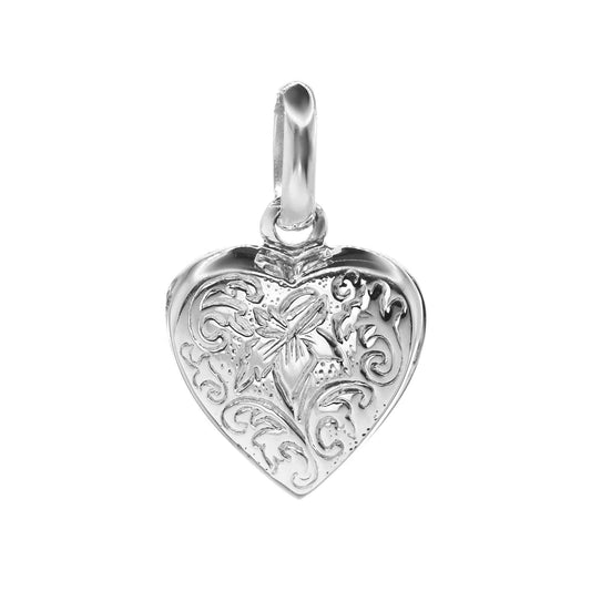 Colgante de Plata Relicario Grabado de Flores