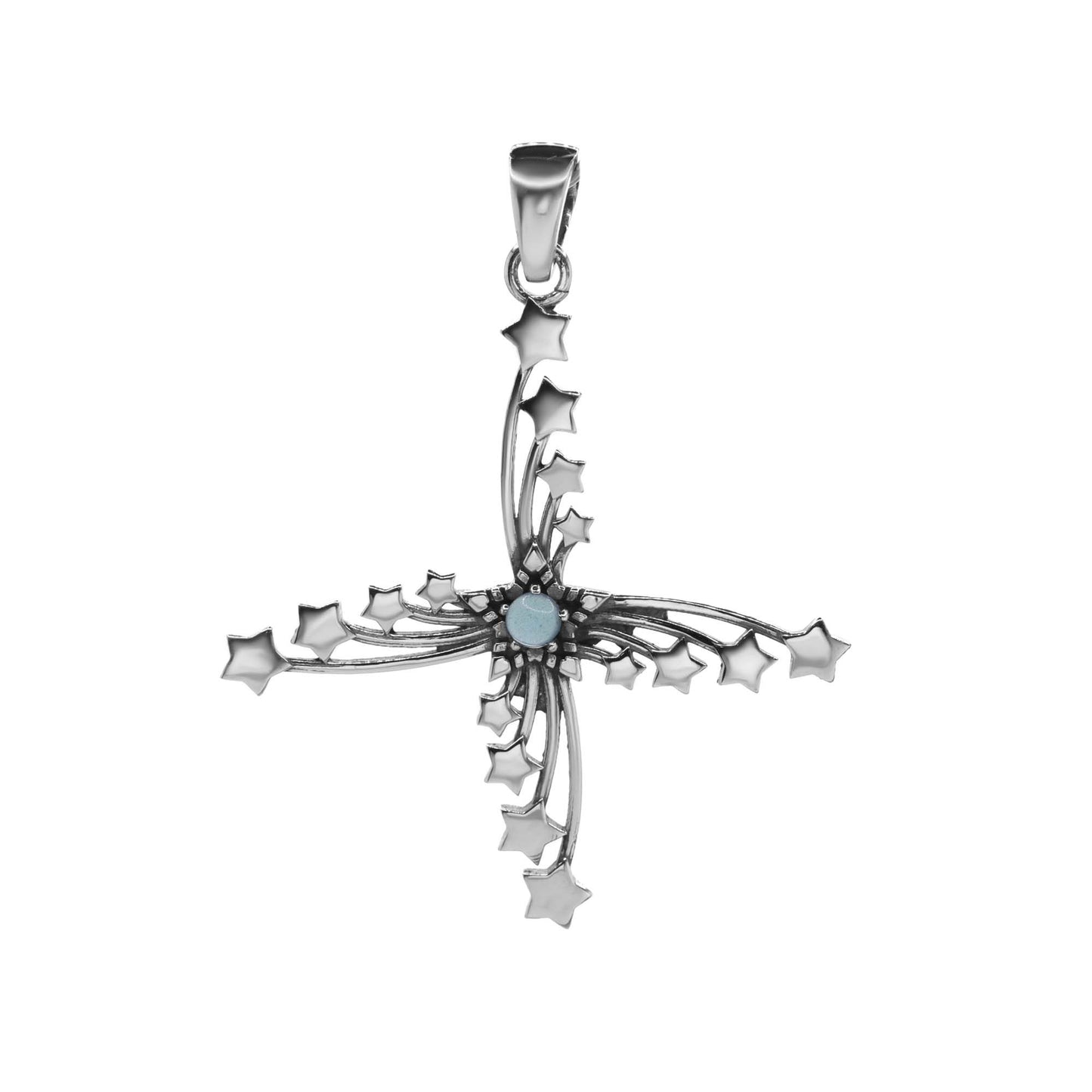 Colgante de Plata Vórtice Estrellas Con Piedra Calcedonia