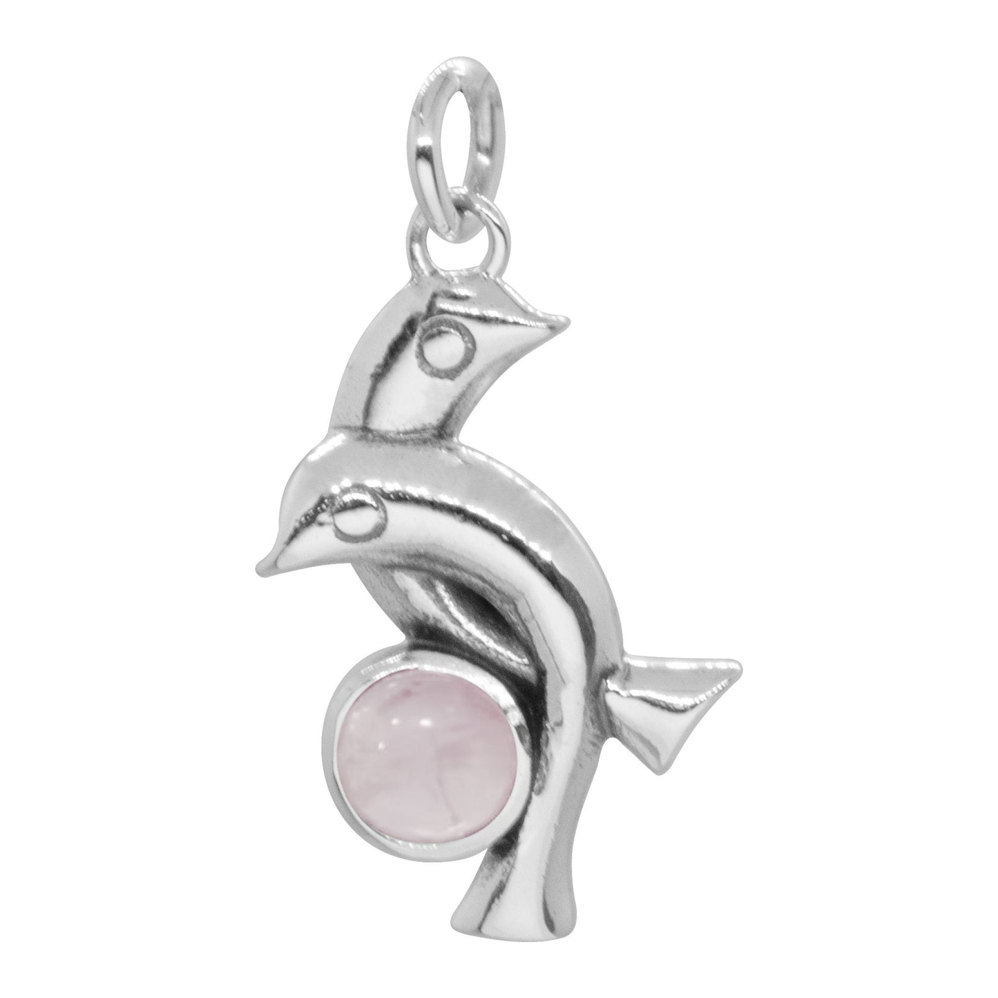 Colgante Delfines y Piedra Cuarzo Rosa