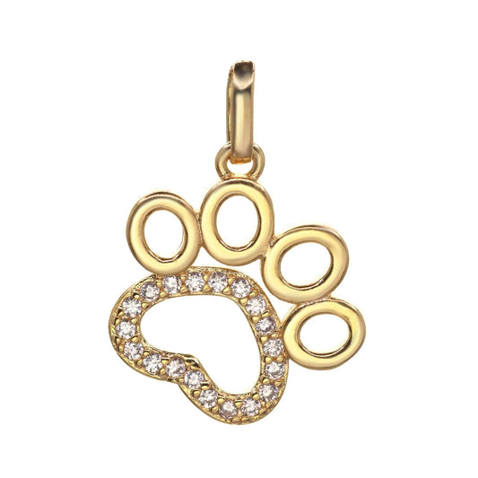 Colgante Enchapado en Oro Diseño Huella con Circones