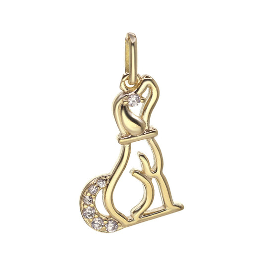 Colgante Enchapado en Oro Diseño Perro con Aplicación de Circones