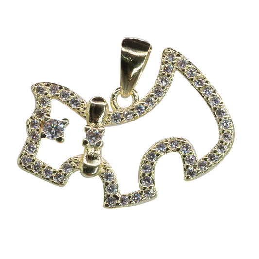 Colgante Enchapado en Oro Figura Perro Circones