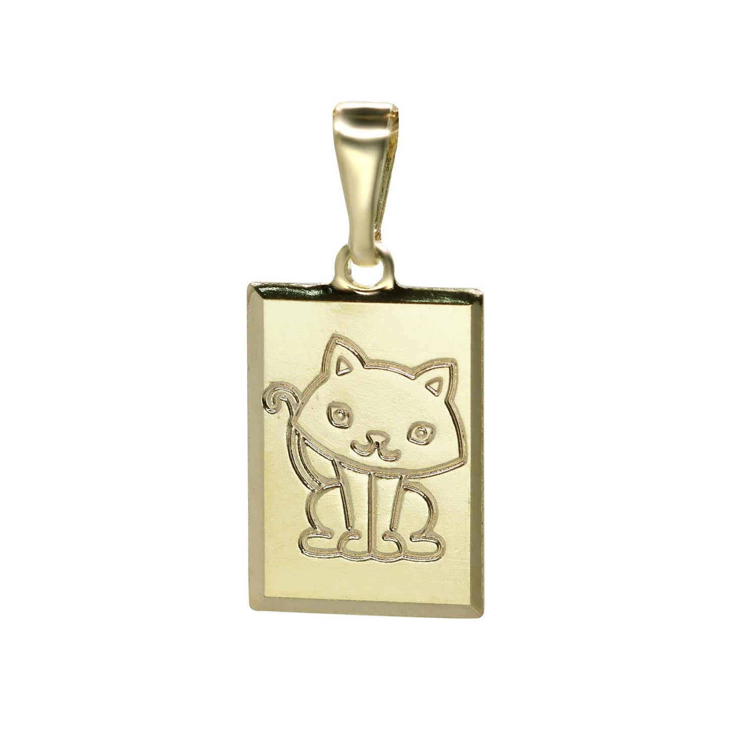 Colgante Enchapado en Oro Placa Gato