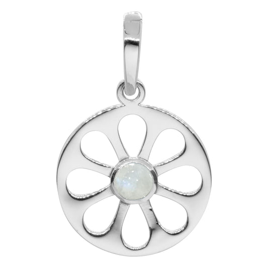 Colgante Flor de Placa con Piedra Luna