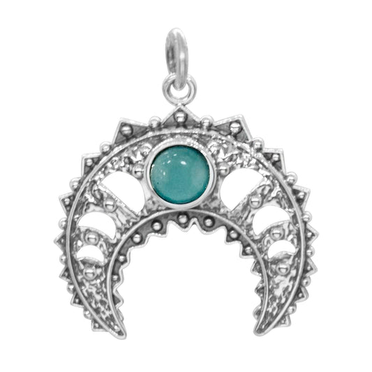 Colgante Lunas con Piedra Calcedonia