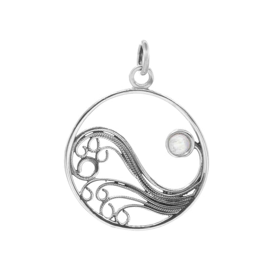 Colgante Olas con Piedra Agua Luna