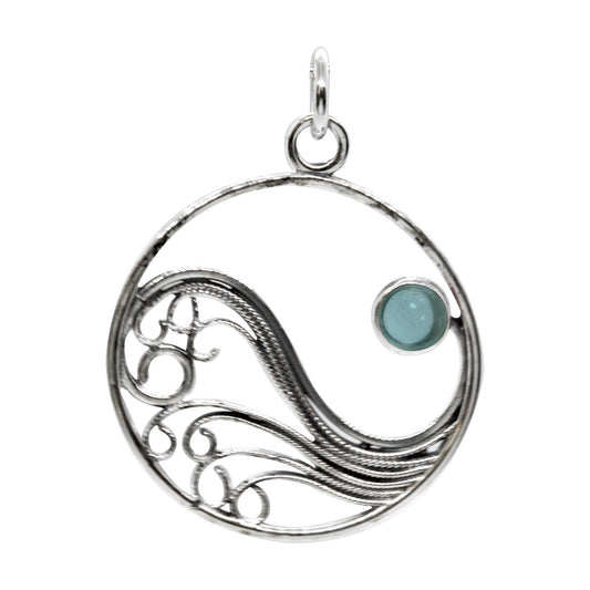 Colgante Olas con Piedra Calcedonia