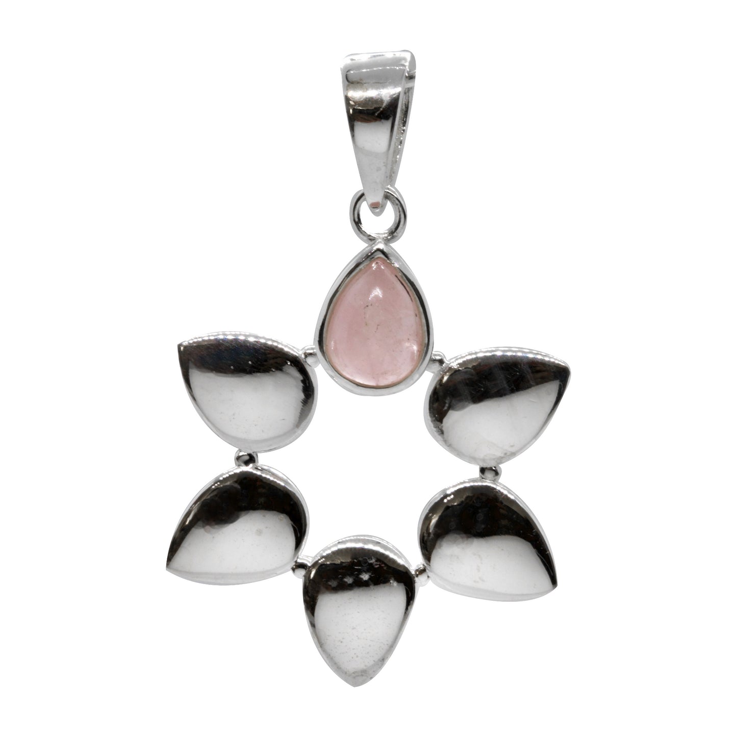 Colgante Pétalos Con Piedra Cuarzo Rosa