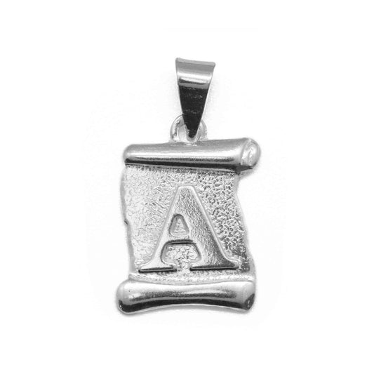 Colgante Plata Letras Pergamino (Elegir Letra)
