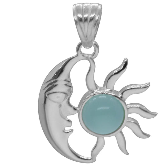 Colgante Sol y Luna con Piedra Calcedonia