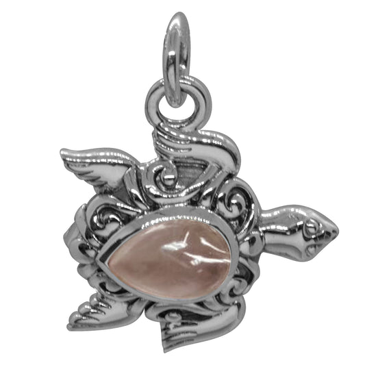 Colgante Tortuga Galápagos con Piedra Cuarzo Rosa