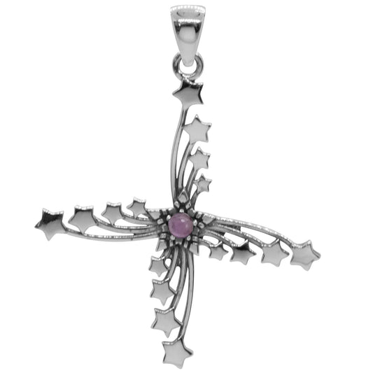 Colgante Vórtice Estrellas Con Piedra Amatista