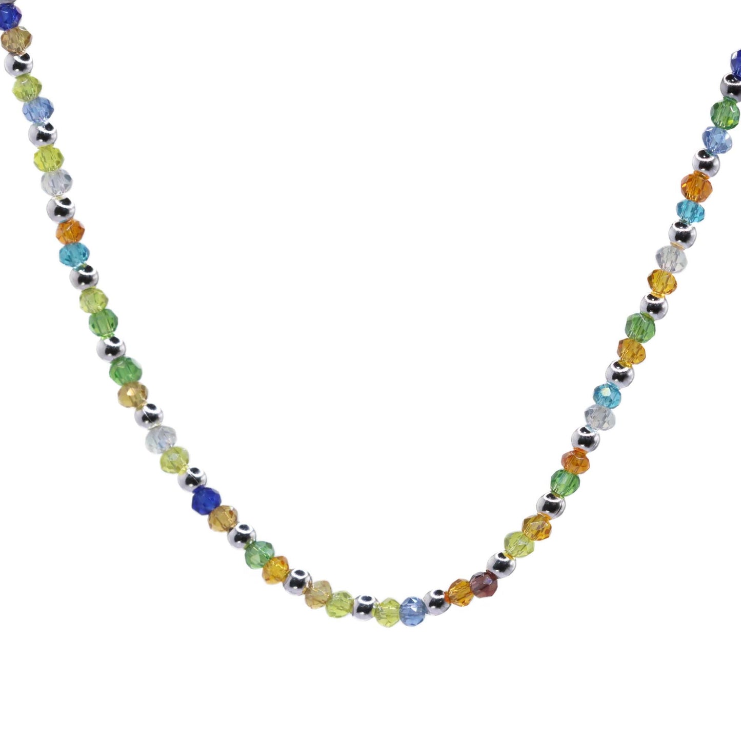 Collar de Plata Ágatas Colores con Esferas Lisas