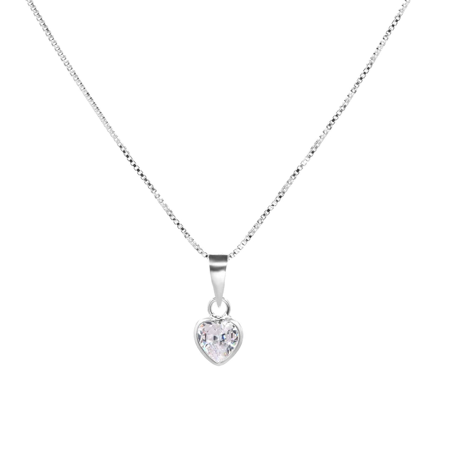 Collar de Plata Corazón de Circón 35 cm
