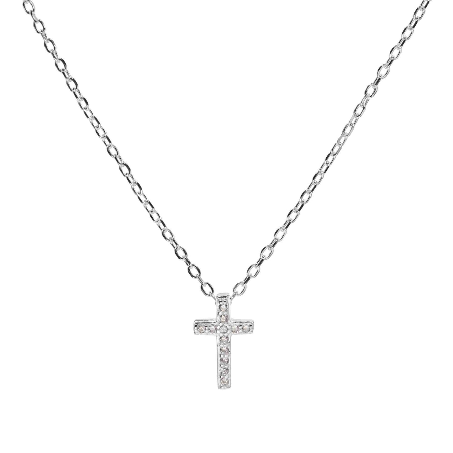 Collar de Plata Delicada Cruz con Circones