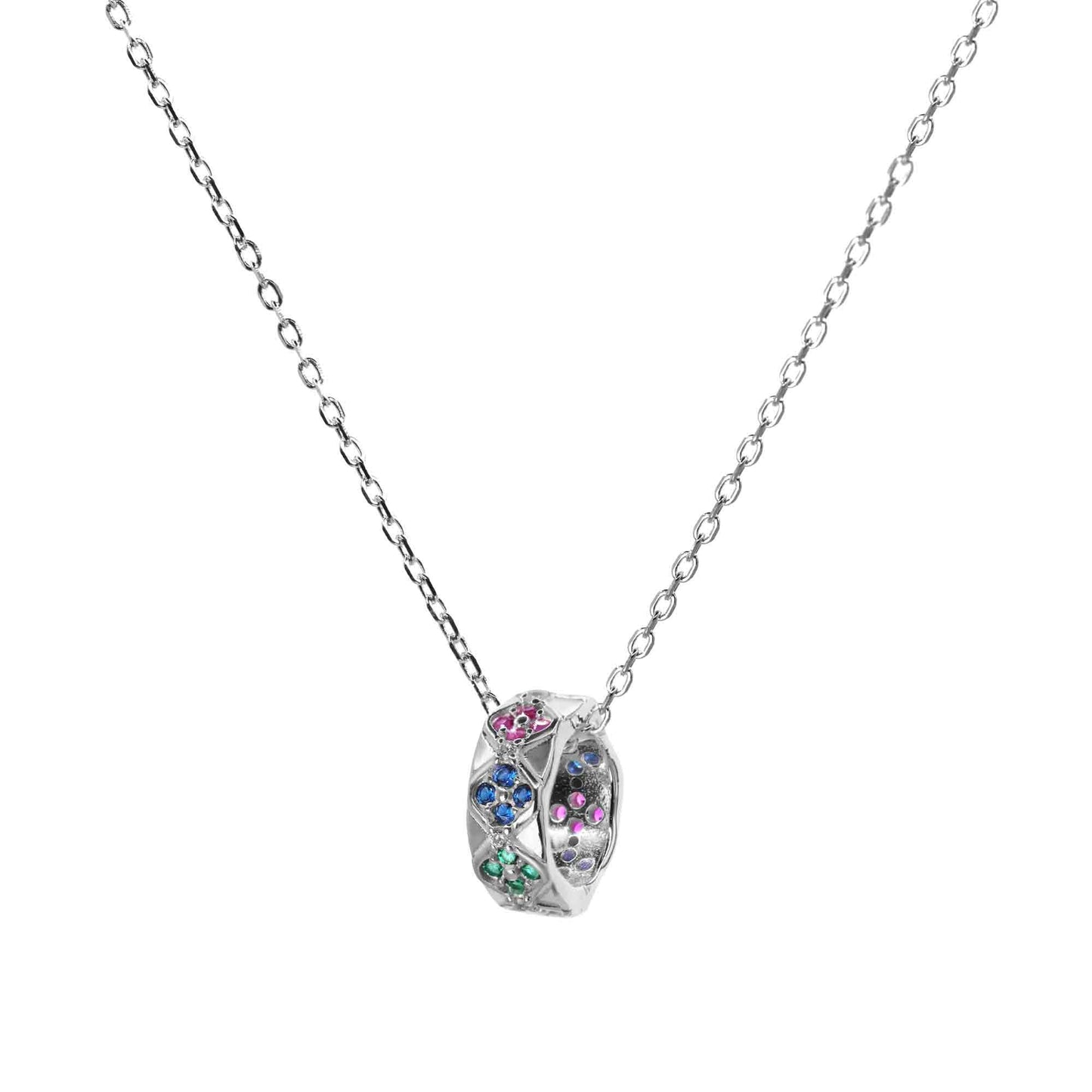 Collar de Plata - Anillo con Circones de Colores