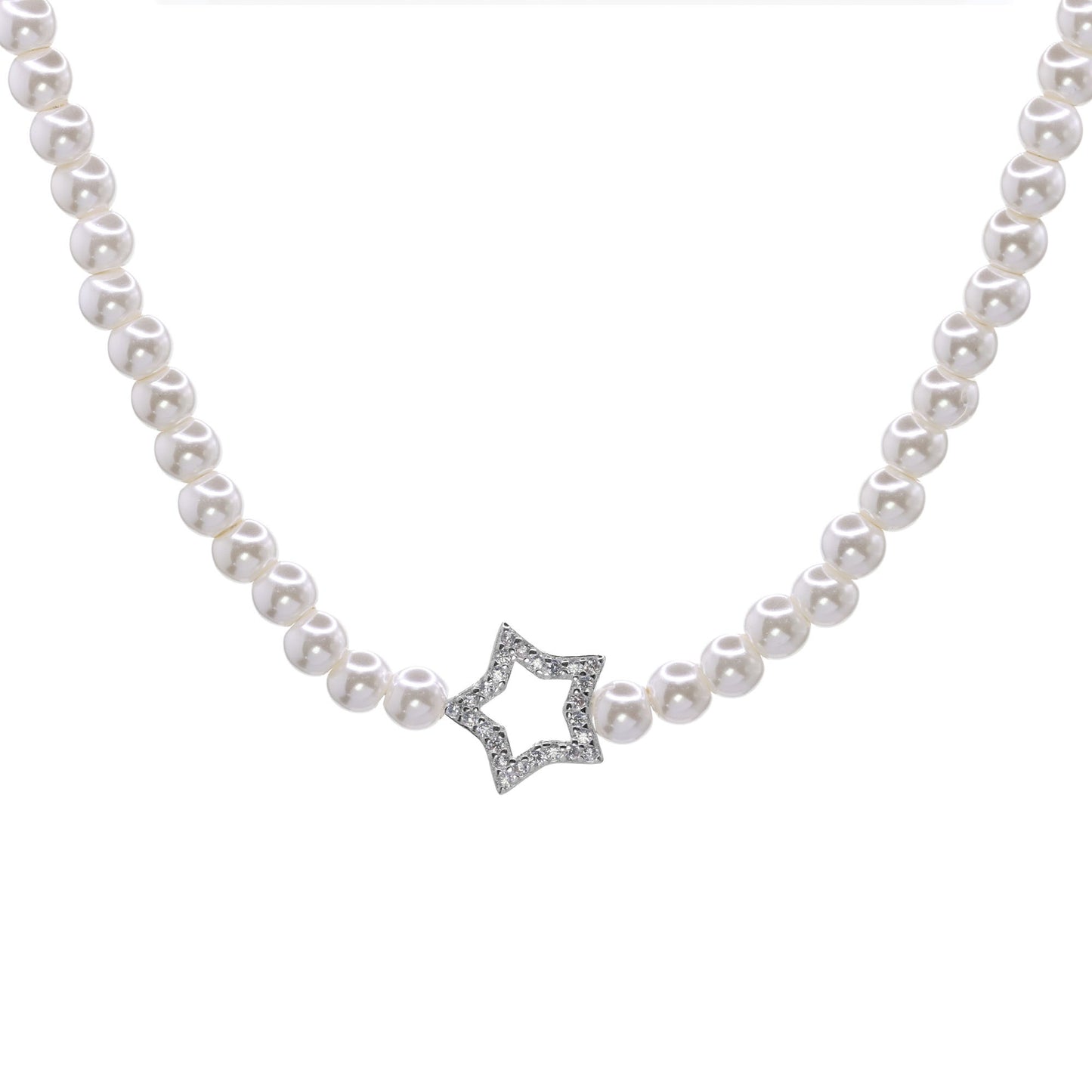 Collar de Plata - Clásico de Perlas y Figura Estrella