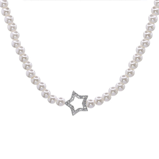 Collar de Plata - Clásico de Perlas y Figura Estrella