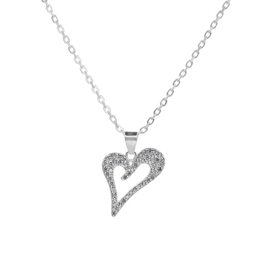 Collar de Plata - Corazón Irregular con Circones