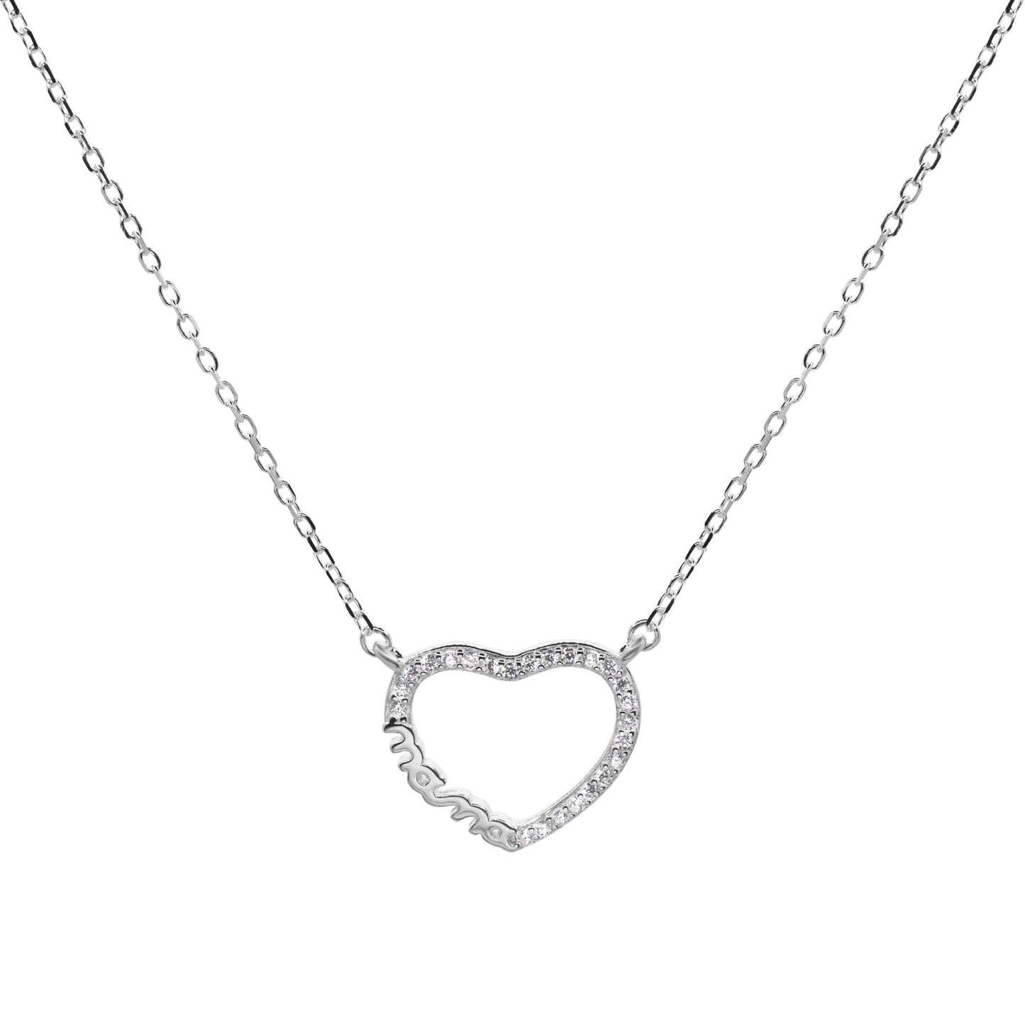 Collar de Plata - Corazón Mamá y Circones