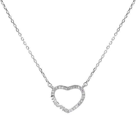 Collar de Plata - Corazón Mamá y Circones