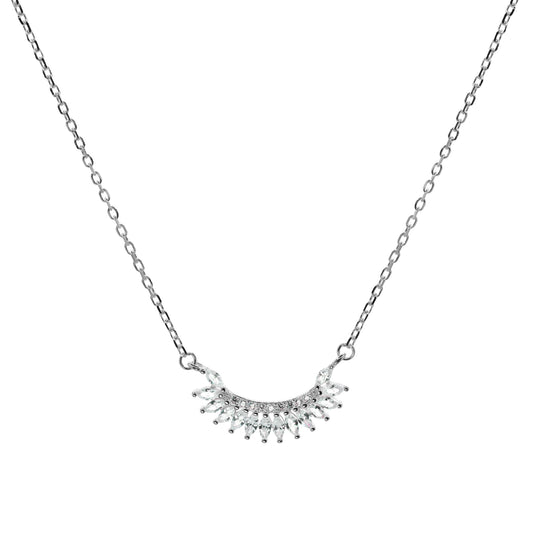 Collar de Plata - Curvo con Serie de Circones