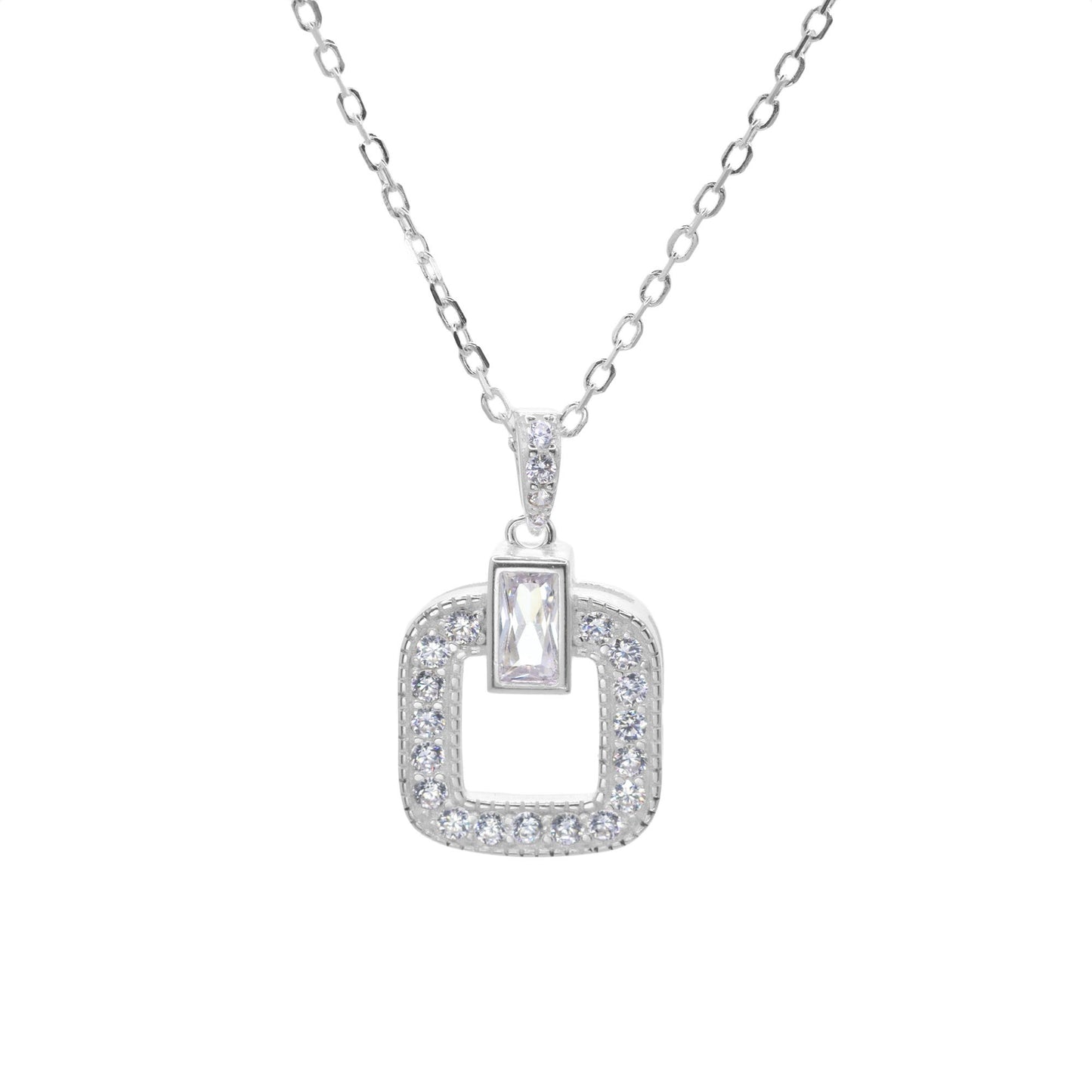Collar de Plata - Marco con Aplicación de Circones