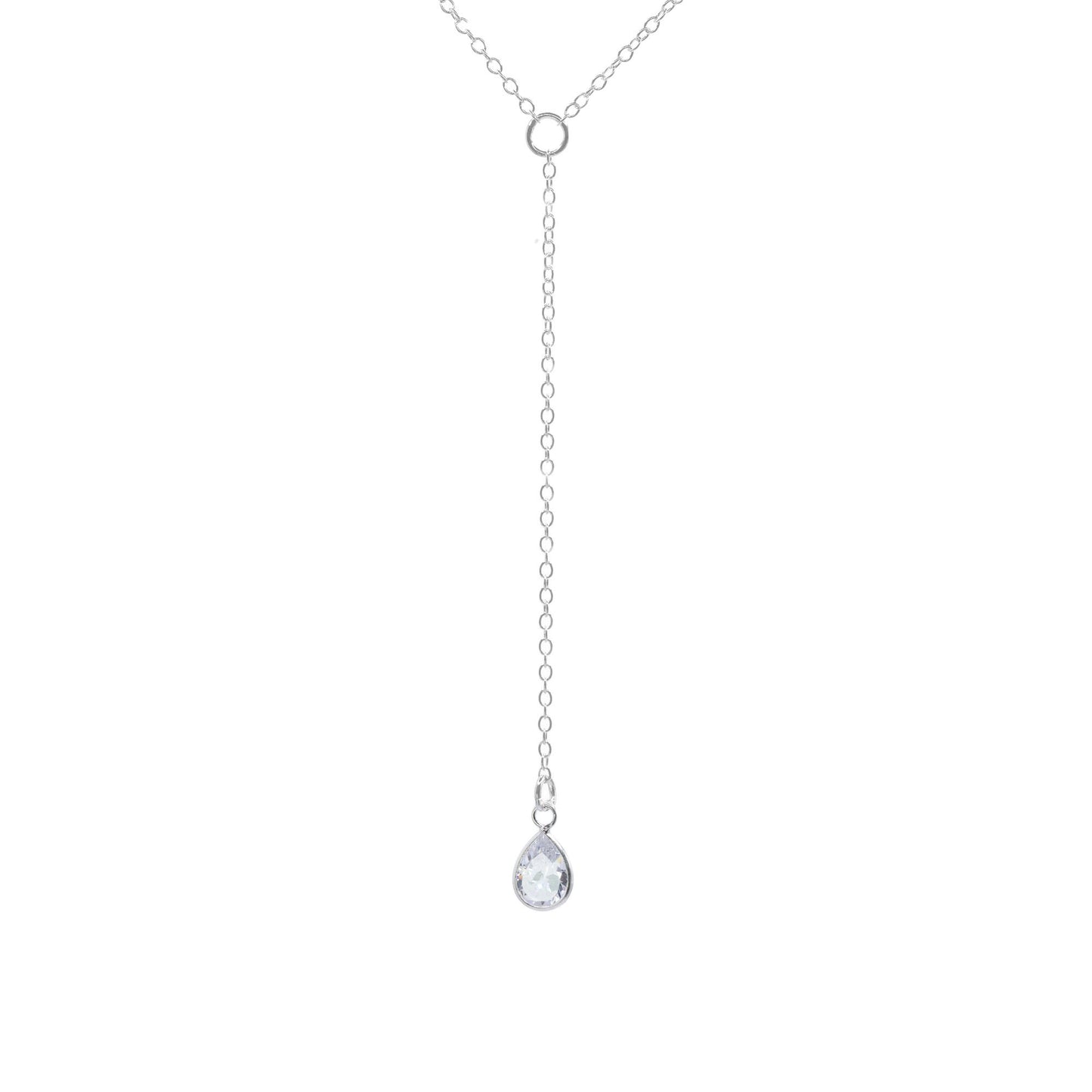 Collar de Plata - en Y con Gota de Circón